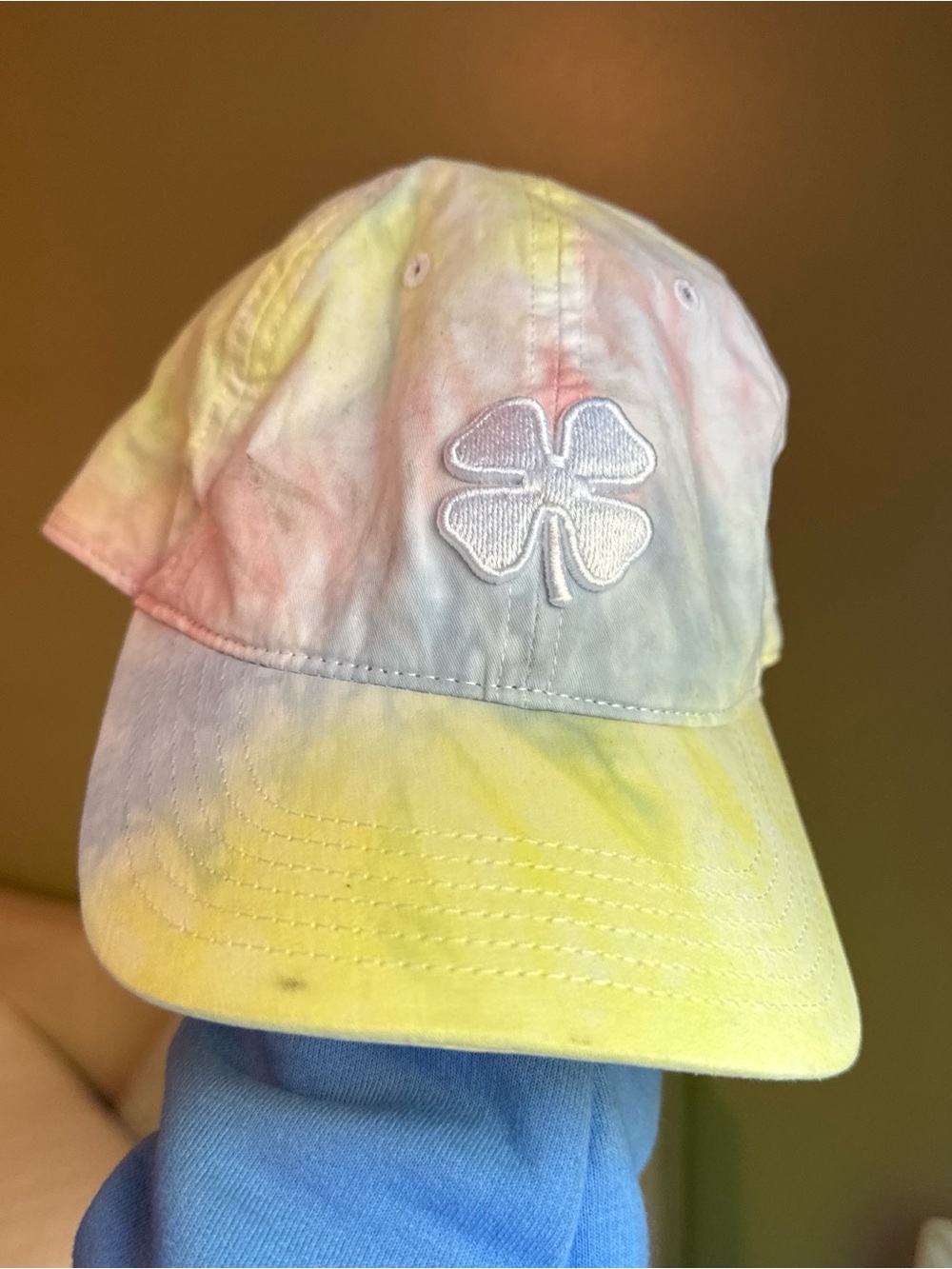 Tie-Dye Pastel Four-Leaf Clover Baseball Cap